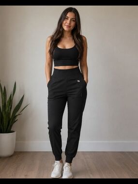 Women's Black High-Waist Jogger Pants